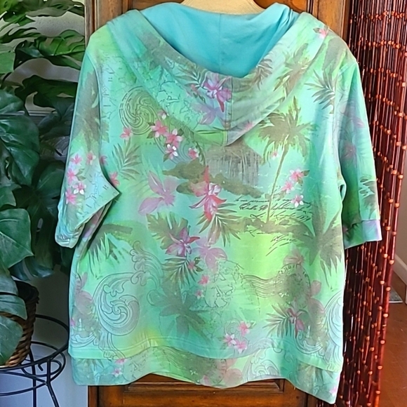 Green Tea Short Sleeve Hooded Swearshirt Size XXL - Picture 8 of 9
